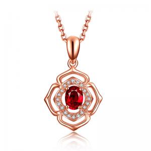 Cheap Natural Gemstone Gold Jewelry Solid 18k Genunie Diamond And Ruby Pendant Necklace  for sale