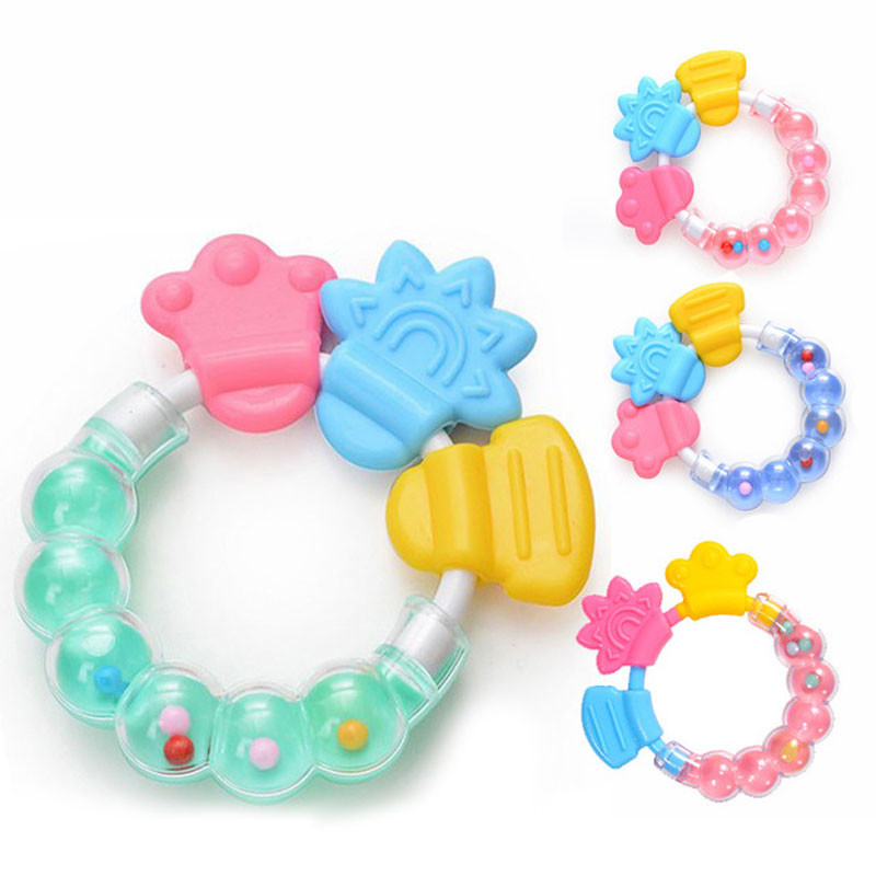 Cheap Food Grade Soft Silicone Baby Teether Chew Rattle Toy for sale
