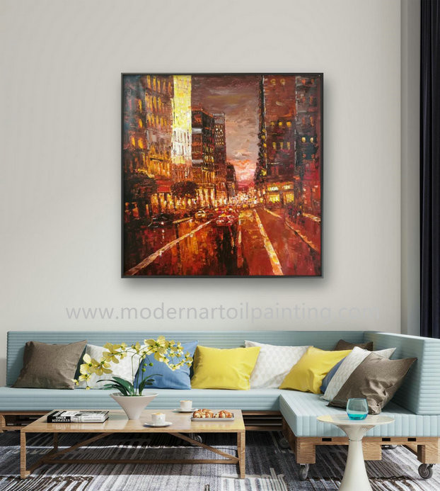 Cheap Cityscape Palette Knife Oil Painting Modern Street Oil Paintings For Decoration for sale
