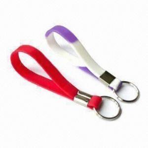 Cheap Silicone Wristband Keychain, Customized Designs and Logos Welcomed, Popular for Promotional Gifts for sale