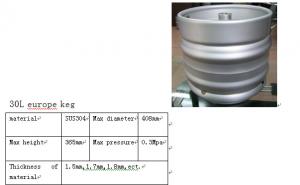 Cheap Food Grade Stainless Steel Kegs , OEM 30 Liter Keg SGS Certification for sale