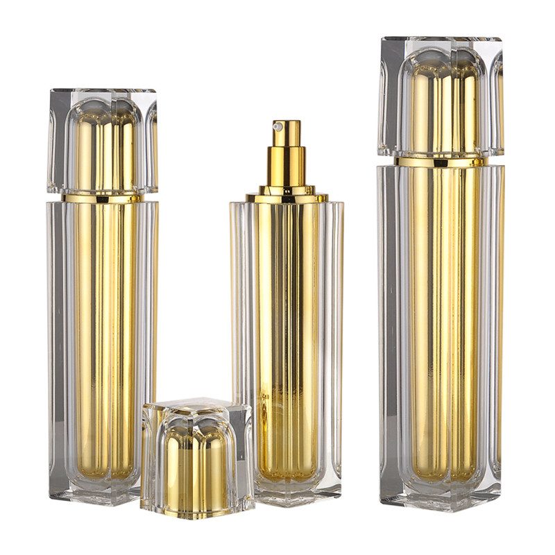 Cheap JL-LB312 Golden Luxury Cosmetic Plastic Bottle 30ml 40ml 100ml 120ml Lotion Bottle for sale