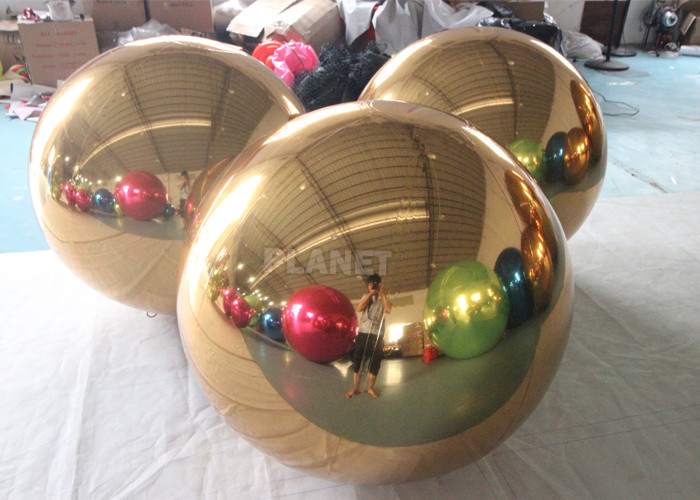 Cheap Different Size Gold Floating PVC Reflective Christmas Mirror Ball Balloons Inflatable Mirror Ball For Party Decoration for sale