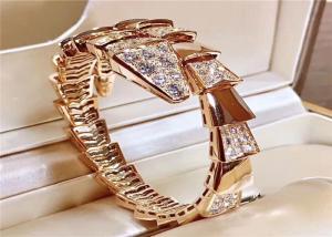 Cheap Women 'S 18K Rose Gold Ladies Diamond Bracelet , Bulgari Serpenti Bangle BR855312 for sale