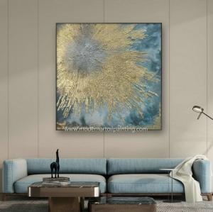 Cheap Handmade Gold Abstract Art Canvas Paintings For Christmas Wall Decorations 80 cm x 80 cm for sale