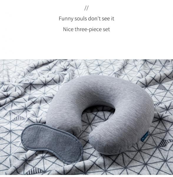 SW9058 Eye mask Blanket Compressible inflatable Travel U shape aero Air plane Neck Pillow set