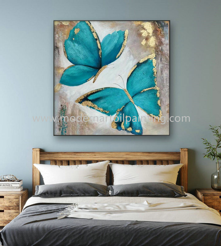 Cheap Butterfly Art Oil Paintings Colorful Animal Canvas Modern Style 80 X 80 Cm for sale
