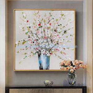 Cheap Palette Knife Floral Oil Painting Thick Texture Flowers Art Painting On Linen Canvas for sale