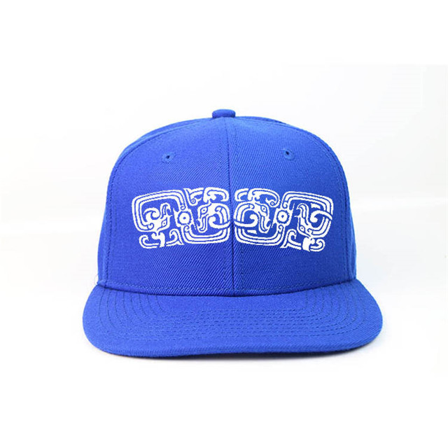 Cheap Blue Snapback Cap Hat Adjustable 7 Holes Plastic Back Closure Silk Print On Panels for sale