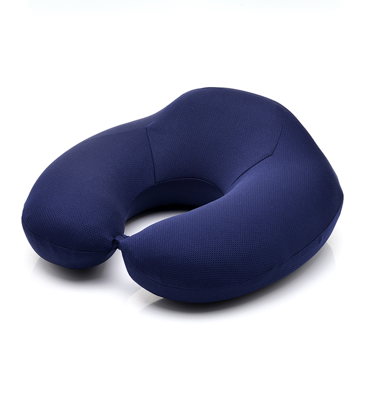 New wholesale navy blue travel u shape mesh car neck Protection Twist memory foam neck pillow