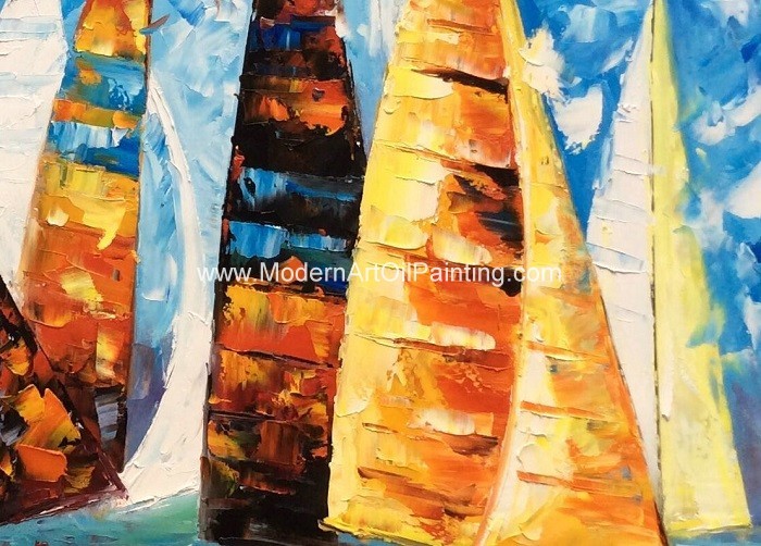 Cheap Abstract Sailing Ship Oil Painting by palette knife / Hand Painted Thick Oil Painting for sale