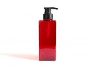 Cheap Beautiful Red Cosmetic PET Bottle / Reused Empty Square Cosmetic Bottles for sale