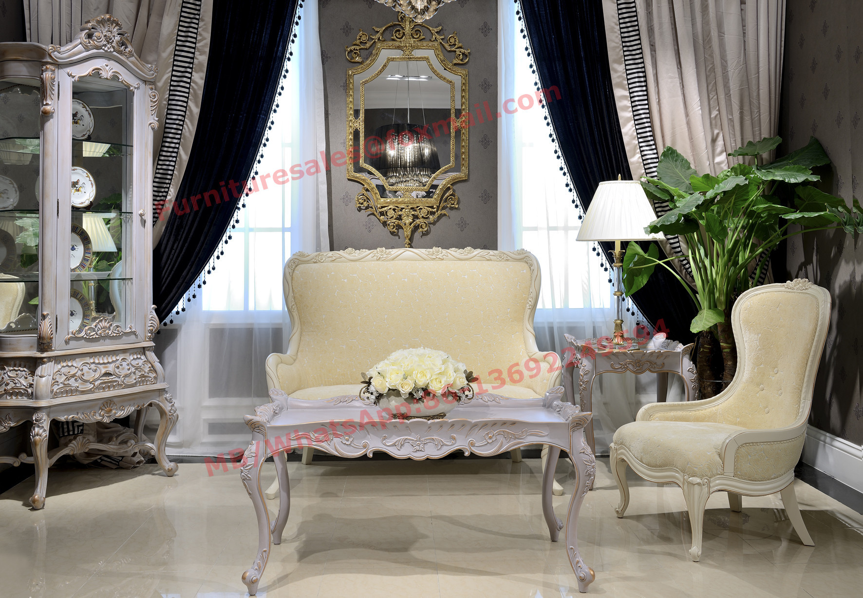 Cheap Nice Design for Neoclassical Leisure Sofa set by Wooden Carving Frame and Fabric for sale