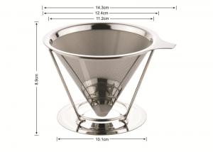 Cheap 18/8 Stainless Steel Custom Logo Custom Design Pour Over Cone Coffee Dripper for sale