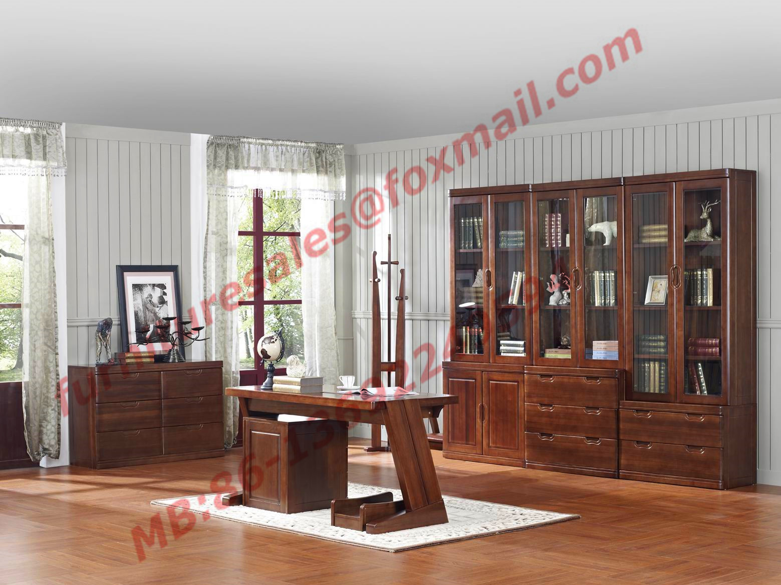 Cheap High Quality Solid Wooden Material Bookcase Set in Study Room for sale