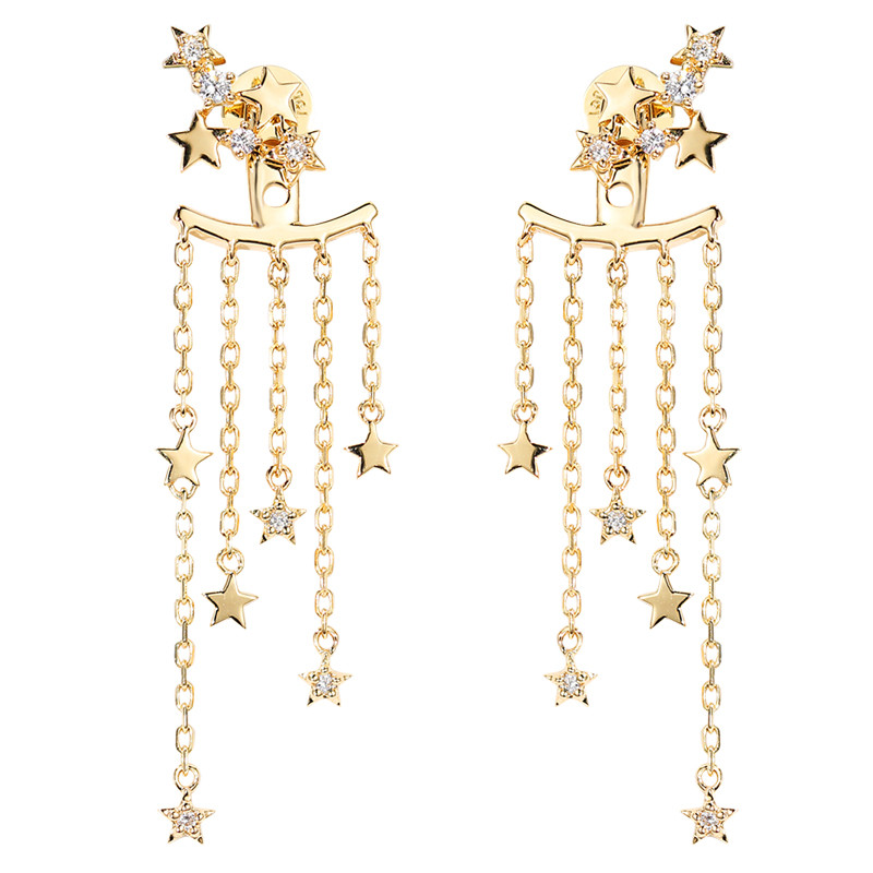 Cheap Star Diamond Stud Earrings Tassel Earrings 18k Gold Diamond  Earrings for sale