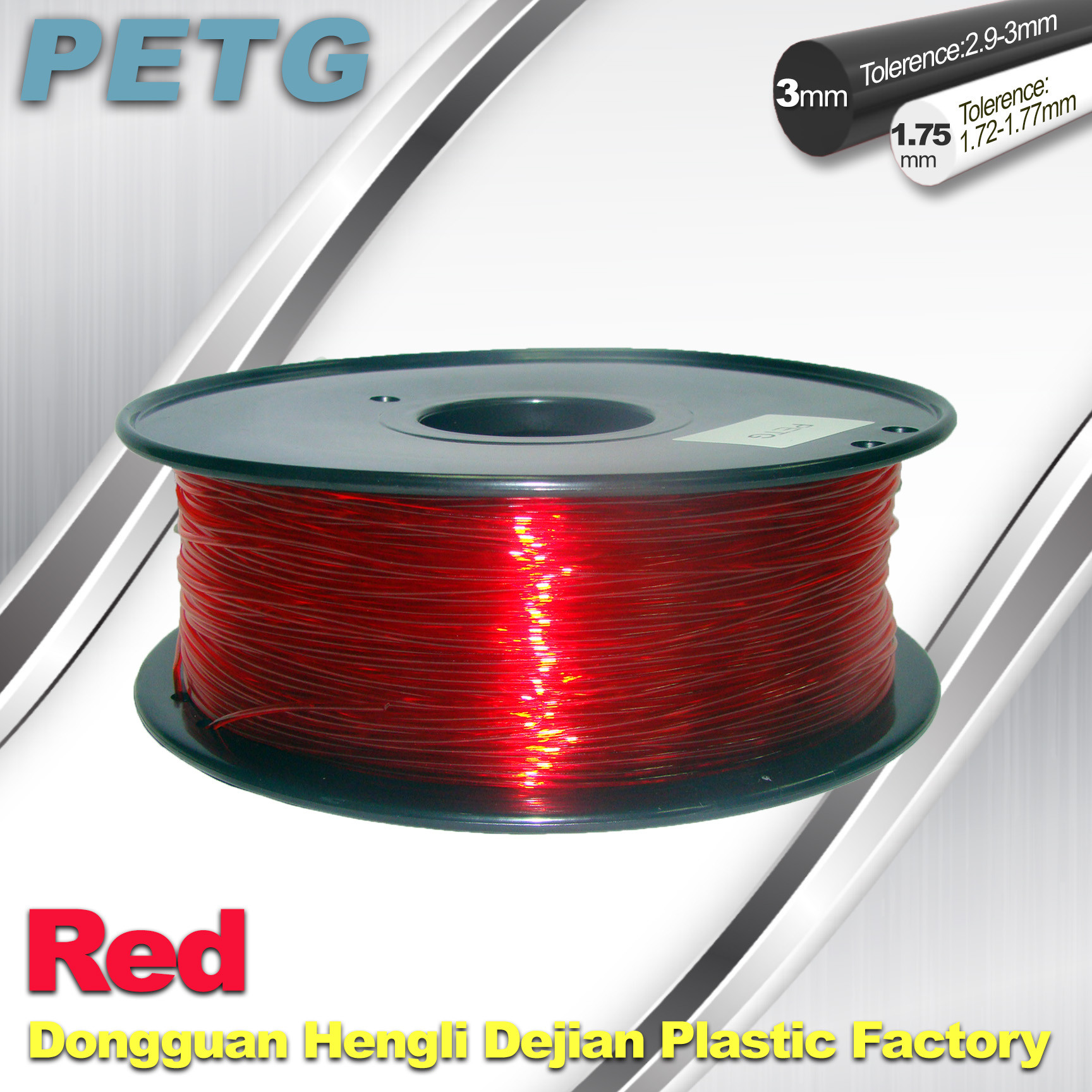 Cheap Hight Transparent Red PETG 3D Printer Filament Acid And Alkali Resistance 1.0kg / roll for sale