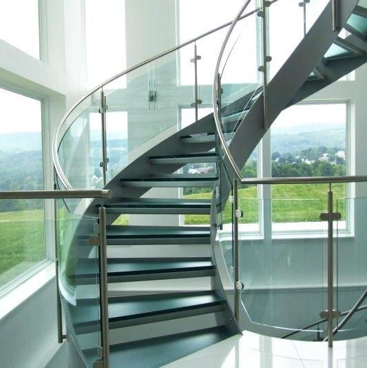 Curved Glass Staircase Railing Tempered Laminated Glass Stairs Handrail Balustrade Railings