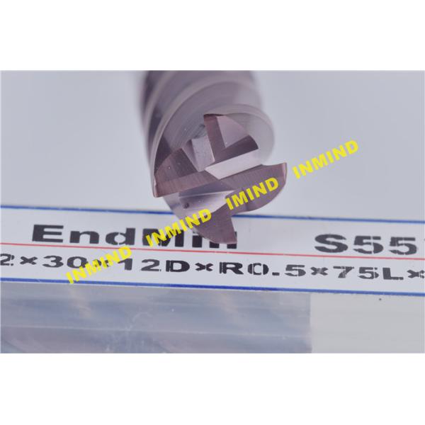 0.5 um Grain Size Corner Radius End Mill with Tungsten Carbide Material