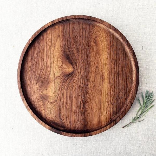 20*20 Cm Bamboo Round Tray Display Natural Rolling Wooden sturdy construction