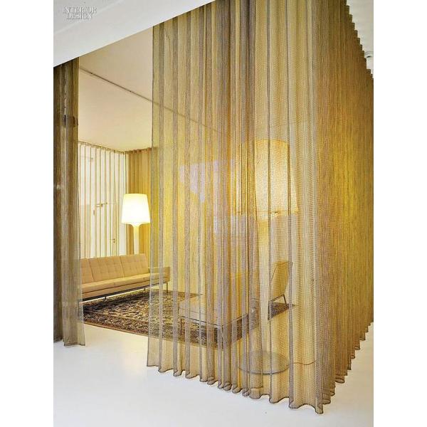 Woven Mesh Curtain Pattern On Metal Coil Drapery Customized Height Incombustible
