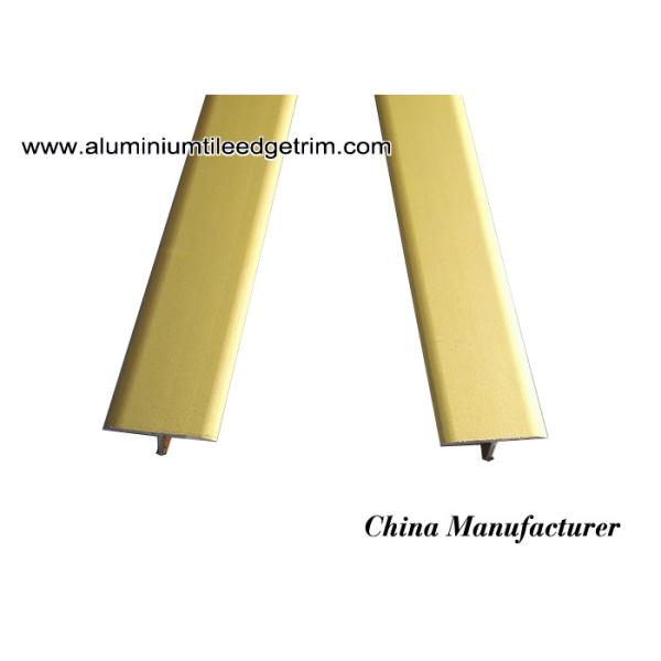 T25 Matt Gold Aluminium Tile Edge Trim / T Shaped Decorative Brace Profile For Wall Partition