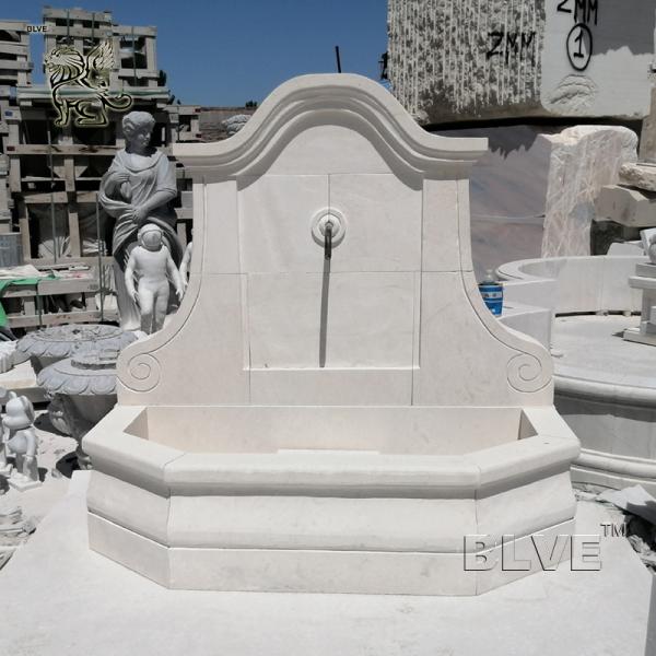 BLVE Simple Marble Big Wall Fountain White Stone Carving Garden Fountain Modern French Outdoor Decoration