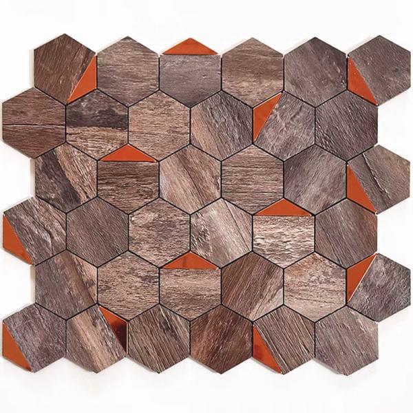 ASTM Modern Design Hexagonal Inkjet Mosaic Metal 304 Stainless Steel Mosaic Tile For Home Restaurant Wall Decoration