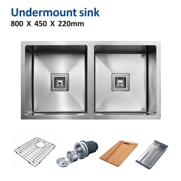 110mm Brushed Gold Kitchen Sink 16 Gauge , Apartment Kitchen Sink 80x45