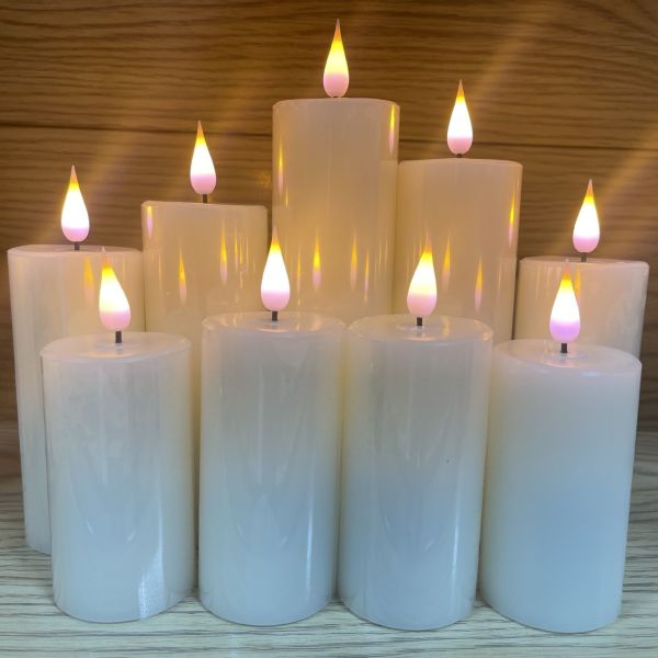 Hight Quality Products Real Wax 10-key Remote Control Set of 9 Led Candle