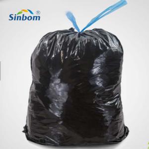 China Big Black Plastic Drawstring Garbage Bags On Roll For Refuse Sacks on sale