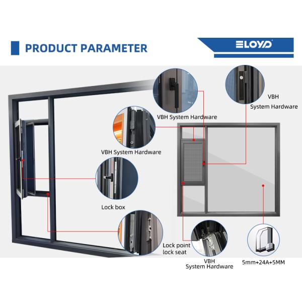 German Powder Coated Pvc Aluminium Tilt And Turn Window Anodized