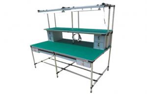 China Pipe Workbench Modular Tube Workstation Desk With Drawer / Light Lamp on sale