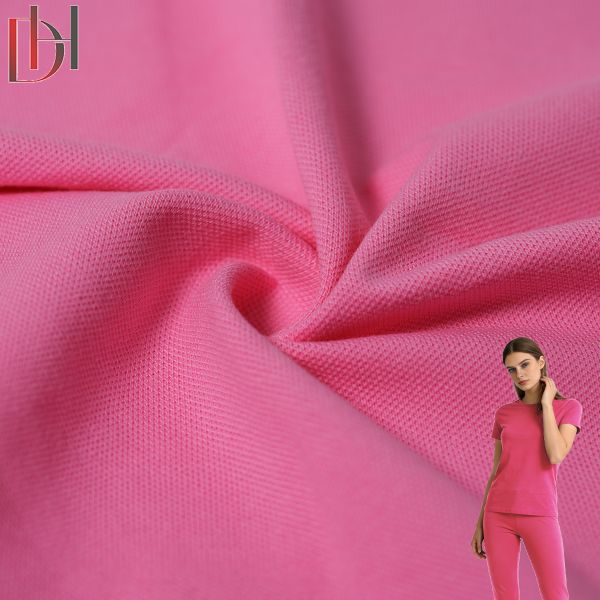 Plain Dyed 96% Cotton 4% Spandex Fabric Summer Business T Shirt Wicking Rib Pique Fabric 200g