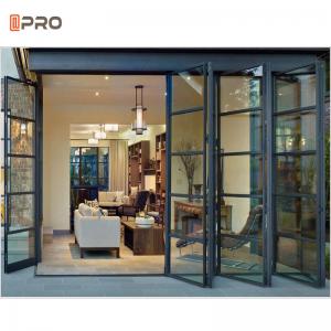 China Aluminum Luxury Steel Glass Folding Door Accordion Glass Patio Doors on sale