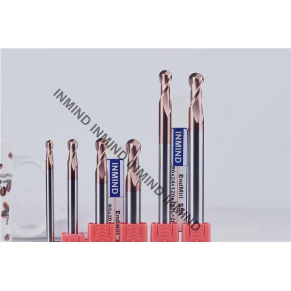 0.5 - 0.6 um Mirco Grain Solid Carbide Ball Nose End Mill , Ball End Mill Cutter