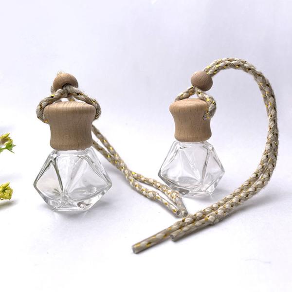 7ml Glass Car Perfume Bottle with Wooden Lid for Essential Oils