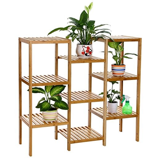 Multipurpose Racks And Holders Bamboo Corner Flower Shelf Rack CE / FDA Standard