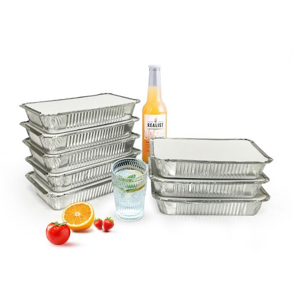 Cardboard Lid Silver Aluminium Foil Lunch Box for Food Storage and Take Away