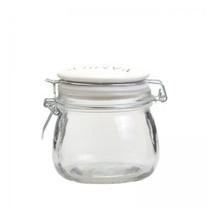 China Home Empty Glass Jars With Ceramic Lids Airtight Canisters Style on sale