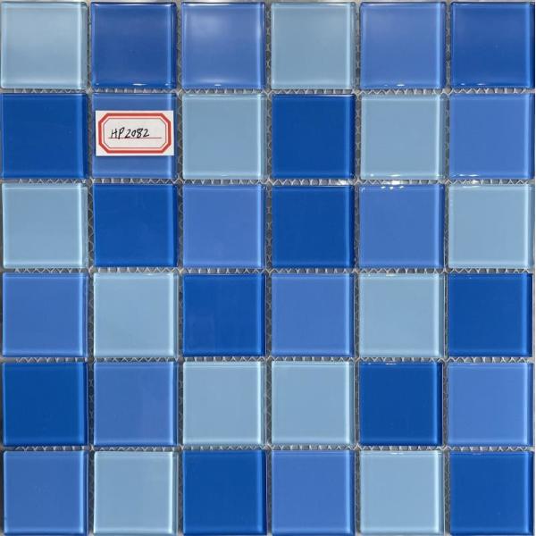 Waterproof Blue White Glass Pool Mosaic Tiles 303x303mm