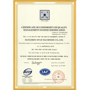 HANGZHOU SIVGE MACHINERY CO., LTD Certifications