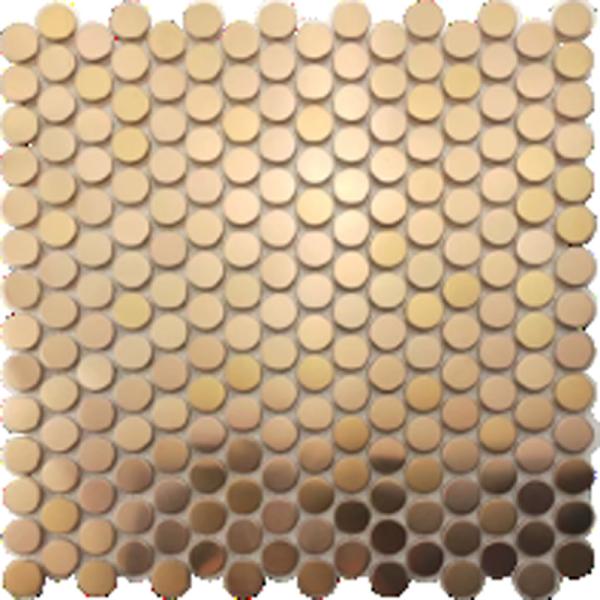 2023 Modern Style Small Round Rose Gold Titanium White Metal Stainless Steel Mosaic Restaurant Hotel Wall Decoration