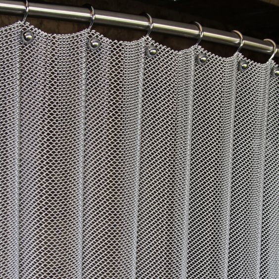Woven Mesh Curtain Pattern On Metal Coil Drapery Customized Height Incombustible