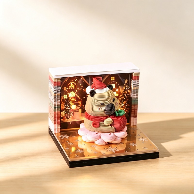 Night Light 3D Notepad Calendar With Custom Animal Paper Sculpture And LED Base