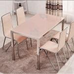 Multi Functional Glass Top Dining Room Table , Practical Marble Dining Table