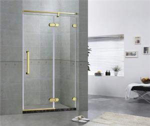 Cheap Golden Bronze Inline Frameless Corner Shower Doors 10mm Tempered Glass CE / SGCC for sale
