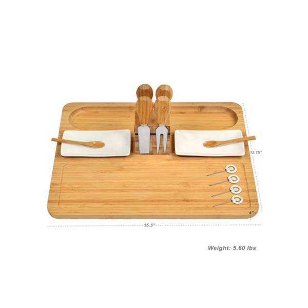 Rectangle Shaped Bamboo Kitchen Supplies , Bamboo Cheese Tray Platter With Knife
