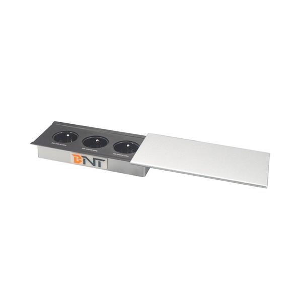 Multi power aluminum alloy built into office desk mount socket with sliding cover
