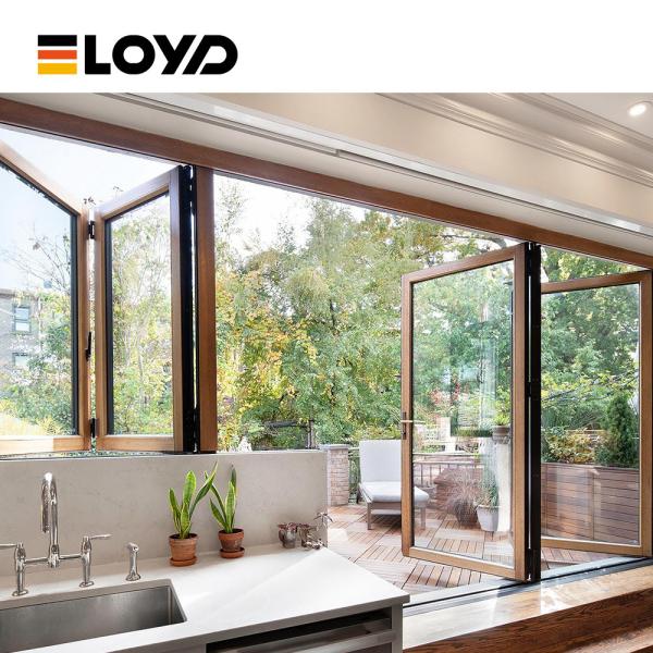 Aluminium Bifold Folding Patio Doors Double Clear Tempered Glass OEM